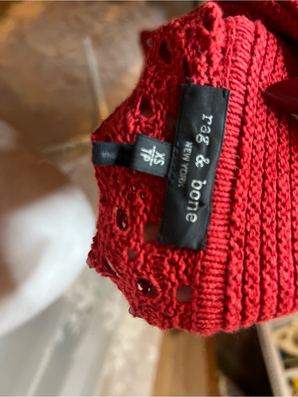 rag & bone Red Openwork Button-Front Cardigan Oversized - Picture 9 of 11